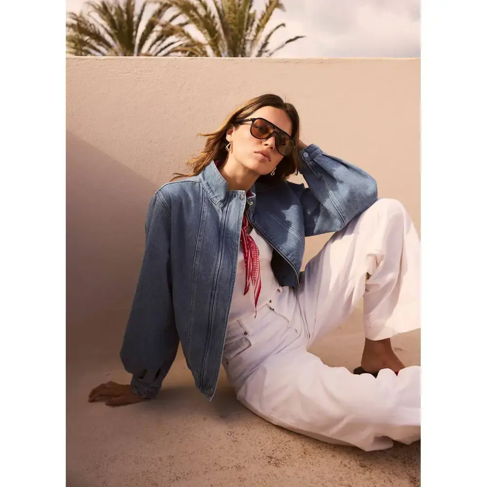 Mint Velvet Mid Indigo Denim Bomber Jacket
